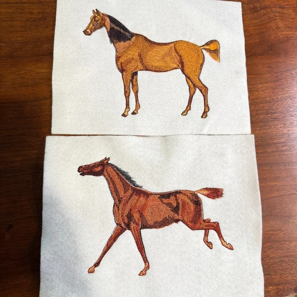 Vintage Arabian & Thoroughbred Horse Handmade Embroidery Sew On - Lot of 2